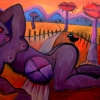 Marion Lucka: Violetter Akt, 60 x 70 cm (2005)
