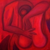 Marion Lucka: Umarmung, Öl, 90 x 90 cm (1997)
