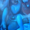 Marion Lucka: Nackte in Blau, Öl, 70 x 100 cm (2011)