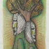 Marion Lucka: Aquarell" Im Baum" 10 x 15 cm (Januar 2018)