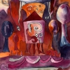 Marion Lucka: Rote Landschaft, Aquarell, 20 x 30 cm (1992)