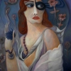 Marion Lucka: Frau mit Maske und Hut, Öl, 60 x 80 (2009) 60 x 80 cm (2009)