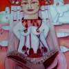 Marion Lucka: Frau mit Blütenkrone, Öl, 50 x 70 cm (2013)