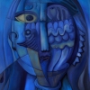 Marion Lucka: Blauverfinsterte, Öl, 60 x 80 cm (2015)
