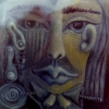 Marion Lucka: Frau, depressiv, Öl, 40 x 40 cm (1996)