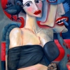 Marion Lucka; Frau, die ihre Anst verliert, Öl, 70 x 100 cm (2009)