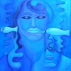 Marion Lucka: Blaue Welt, Öl, 60 x 60 cm (2011)