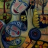 Marion Lucka: Herbstgarten; Öl, 70 x 90 cm (2003)