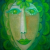 MarionLucka: Grünblumenfrau, Öl, 40 x 50