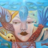 Marion Lucka: Ölgemälde " Unterwasserfrau" 60 x 80 cm (2018)