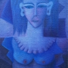 Marion Lucka: Ölgemälde "Violetterengel" 30 x 40 cm (1998) sold