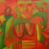 Marion Lucka: Wächterin, Öl, 50 x 70 cm (1996)