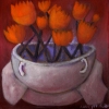 Marion Lucka: Stillleben mit orangen Blüten, Öl, 20 x 30 cm (2014)
