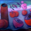 Marion Lucka: Stillleben mit Rose, Öl, 80 x 120 cm (2004)