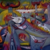 Marion Lucka: Chaos, Öl, 130 x 150 cm (1997)