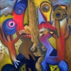 Marion Lucka: Gespalten, Öl, 70 x 90 cm (1996)