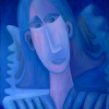 Marion Lucka: Blauer Engel, Öl, 50 x 60 cm (1999)