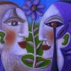 Marion Lucka: Blumenpaar, Öl, 50 x 70 cm (2003)