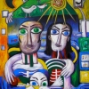 Marion Lucka: Traumfamilie, Acryl, 100 x 120 cm (1996))