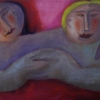 Marion Lucka: Paar in rot, Öl, 40 x 60 cm (2000)