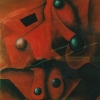 Marion Lucka: Rote Puppe, Öl, 30 x 40 cm (1989)