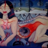 Marion Lucka: Akt in kühler Landschaft, Öl 70 x 100 cm (2004)