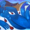 Marion Lucka: Akt in Blau, 60 x 80 cm (2005)
