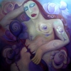 Marion Lucka: Rosenschlaf, Öl, 100 x 100 cm (2010)