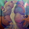 Marion Lucka: Pilzsängerin, Öl, 50 x 50 cm (2010)