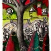 Marion Lucka: Aquarell " Dunkelbaum" 15 x 20 cm (1992)