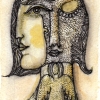 Marion Lucka: Aquarell "Oktobergesicht" 10 x 15 cm (2017)