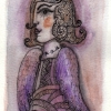Marion Lucka: Aquarell " Oktoberengel" 10 x 15 cm (2017)