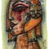 Marion Lucka: Gesicht, Aquarell (2016)