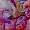 Marion Lucka: Traumpaar, Aquarell, 30 x 40 cm (1988)