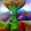 Marion Lucka: Baum, Aquarell, 30 x 40 cm (1991)