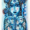 Marion Lucka: Aquarell, Blauengel" (2017)