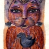 Marion Lucka: Dezemberkatze, Aquarell (2005)