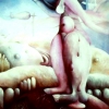 Marion Lucka: Die Last, Aquarell, 50 x 70 cm (1985) sold