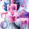 Marion Lucka: Engel auf der Schweinewiese, 30 x 40 cm (1992)