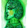 Marion Lucka: Aquarell "Baumgesicht" x 11 cm (15. Februar 2018)