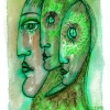 Marion Lucka: Aquarell " Grünkopf" 13 x 18 cm (2018)