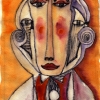 Marion Lucka: Gesicht, Aquarell,15 x 20 cm (2004)