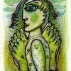 Marion Lucka: Grüner Engel, Aquarell, 6 x 8 cm (2016)