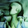 Marion Lucka: Grüner Planet, Aquarell, 40 x 50 cm (1980)