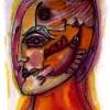 Marion Lucka: Aquarell, Januarkopf" (2017)