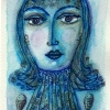 Aquarell " Blaugesicht" (2018)