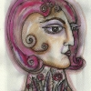 Marion Lucka: Aquarell "Junikopf 2" 13 x 17 cm (2018)