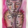 Marion Lucka: Aquarell " Schlafen" 8 x 13 cm (2018)