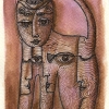 Marion Lucka: Aquarell " Braunkatze" 8 x 10 cm (2018)