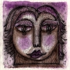 Marion Lucka: Tusche/Aquarell "Junigesicht" 6 x 8 cm (2016